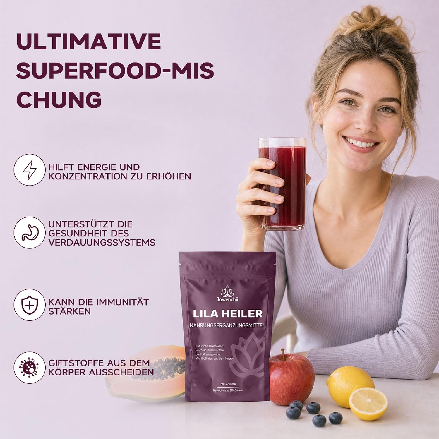 Thumbnail 6 de Lila Superfood Pulver 210 g – Lila Pflanzenpulver für Darmbalance, vegan & ballaststoffreich