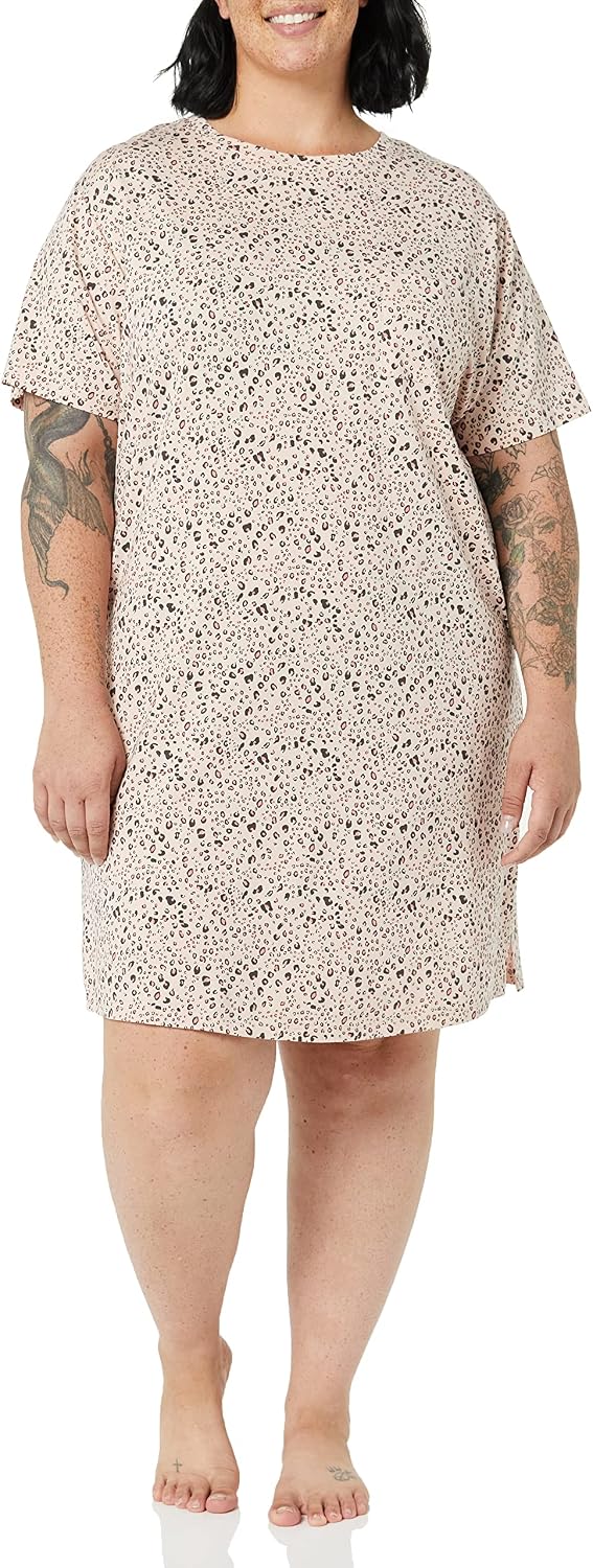 Detalle de Amazon Essentials Damen-Nachthemd aus Jersey-Strick mit rundem Ausschnitt