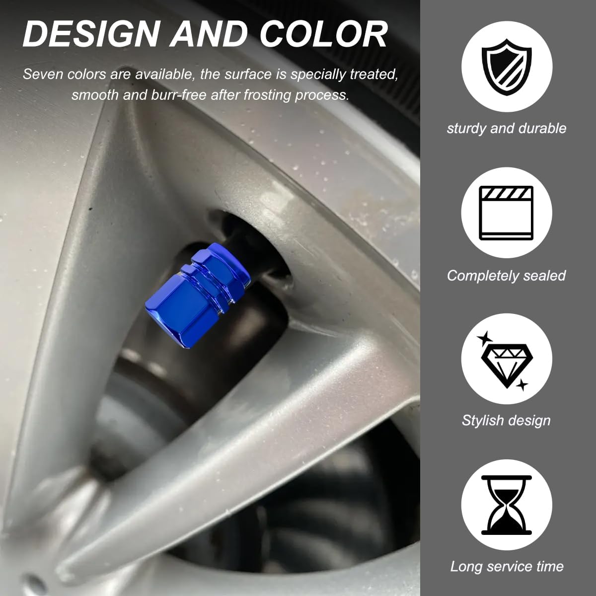 Detalle 2 de LSKASELUE Tire Valve Stem Caps, Aluminum