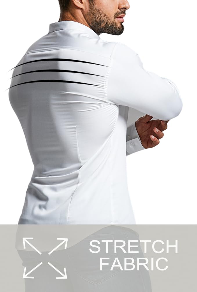 Thumbnail 3 de EOUOSS Men's Muscle Fit Dress Shirt