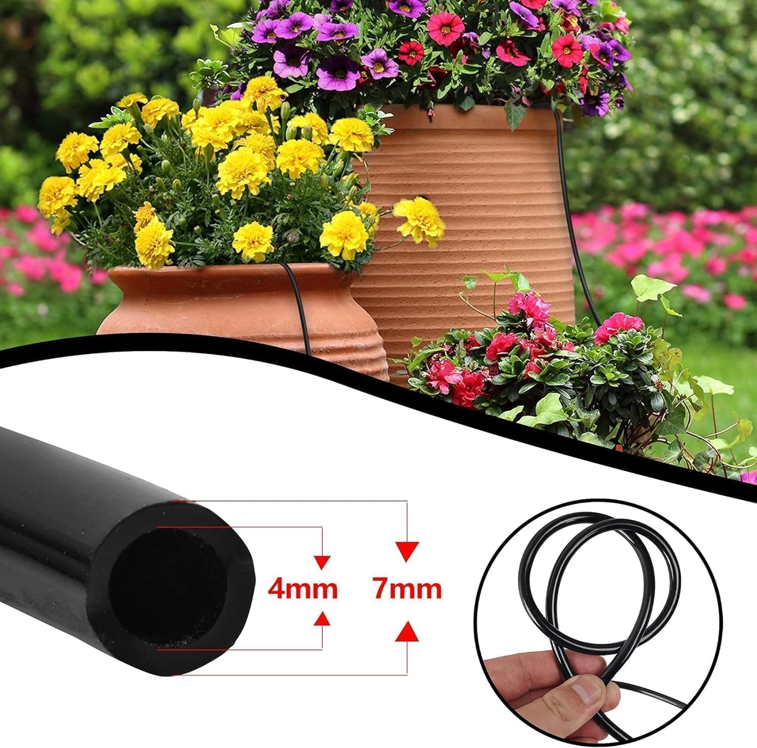 Thumbnail 3 de Wzzy Gurden Micro Tubo di Irrigazione 20 m – tubo di alimentazione nero, Ø esterno 7 mm, Ø interno 4 mm