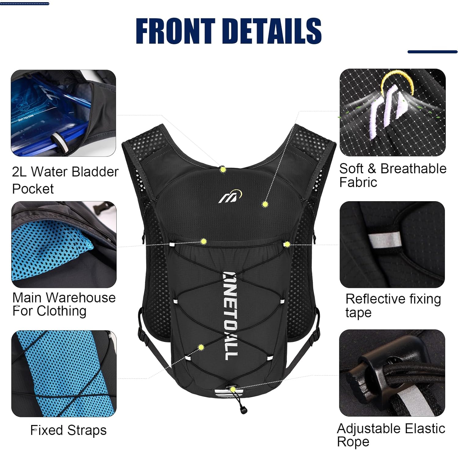 Thumbnail 4 de ONETOALL Running Vest 2L Hydration Pack