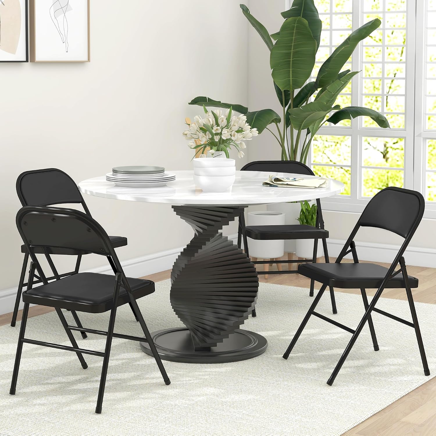 Thumbnail 1 de HOMCOM Lot de 4 chaises pliantes 45 x 46 x 78 cm