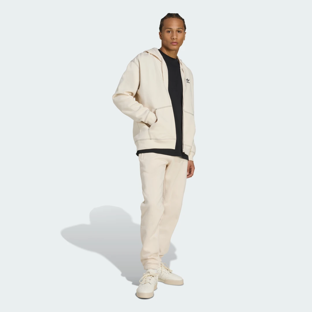 Detalle de Chaqueta con capucha, cremallera y trébol Essentials de Adidas — color Blanco