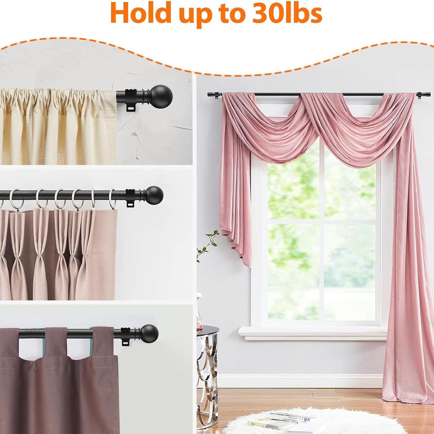 Thumbnail 6 de Small Window Curtain Rod 28-44 Inch | Heavy-Duty Matte Black Adjustable Splicing Curtain Rods with Brackets