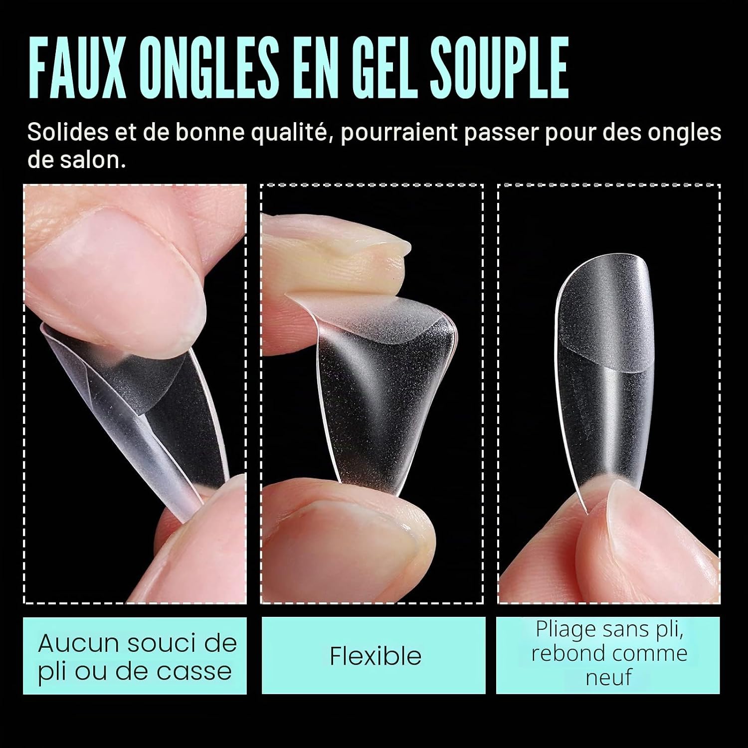 Thumbnail 2 de TOMICCA Capsules d’ongles gel souple Amande Court (12 tailles, 240 pièces) pour pose américaine
