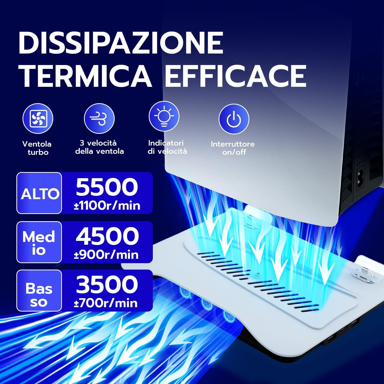 Detalle de Wigearss Supporto verticale di raffreddamento PS5 con doppio caricatore per DualSense (PS5/PS5 Slim/PS5 Pro, Disc e Digital)