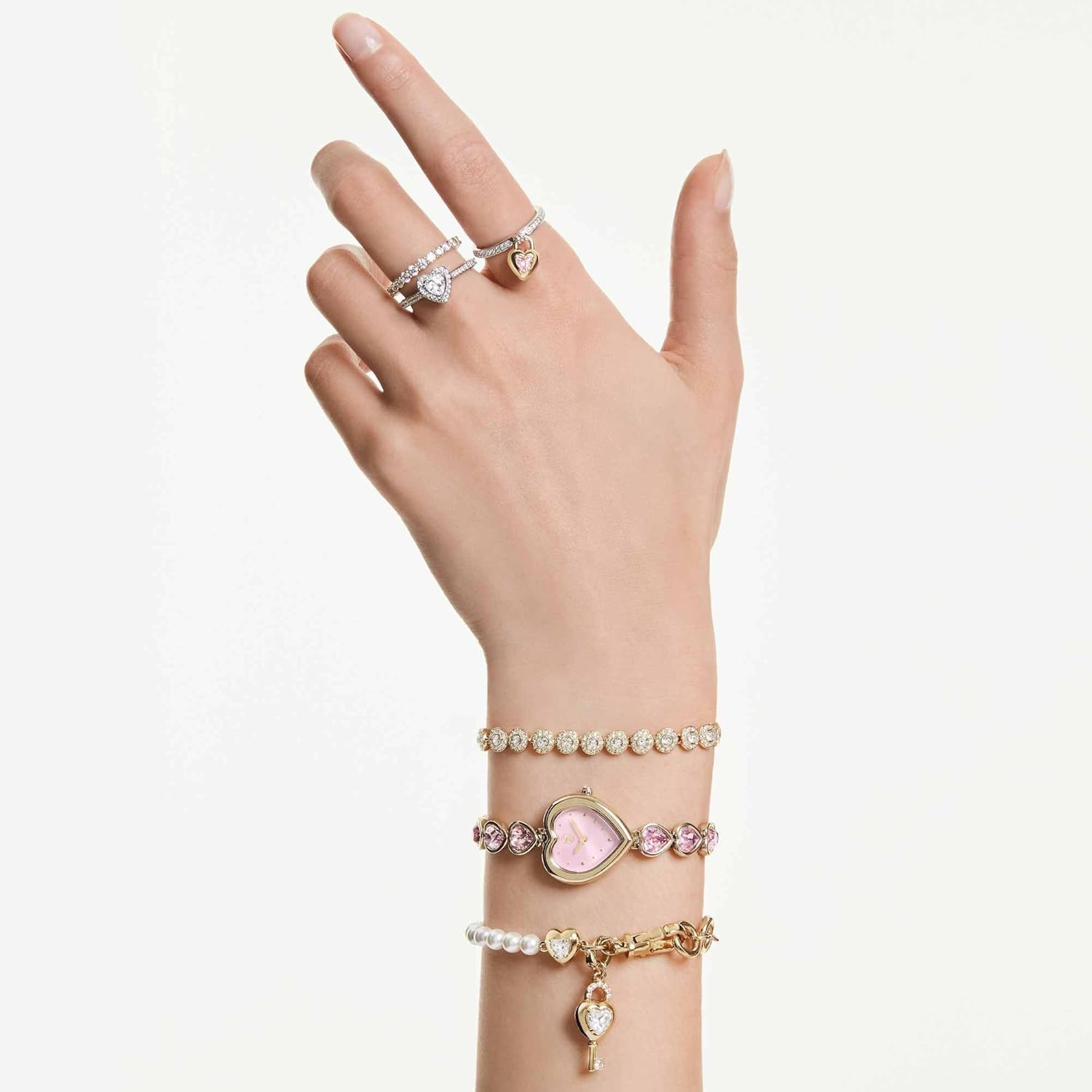 Detalle de Swarovski Una Angelic Collection Motif Ring in Heart design, rhodium plated