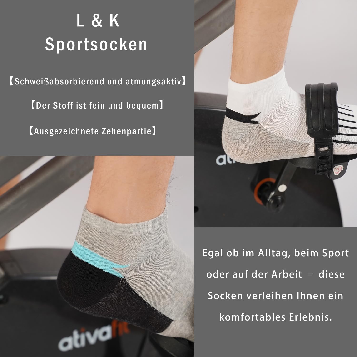 Detalle 2 de L&K 12 paia Calze da Uomo sportive Sneaker Cotone multicolore – comfort daily
