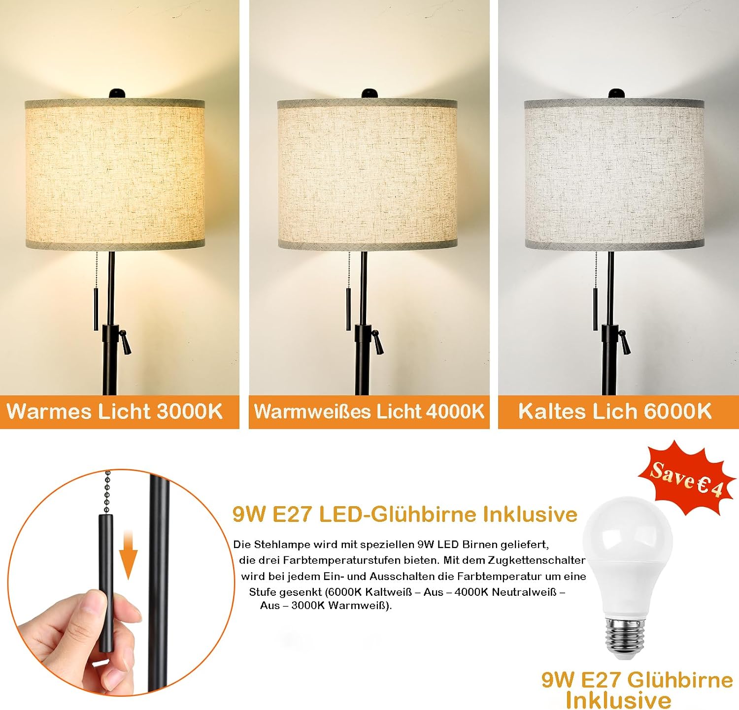 Detalle de Qingmiao Stehlampe 140–168 cm