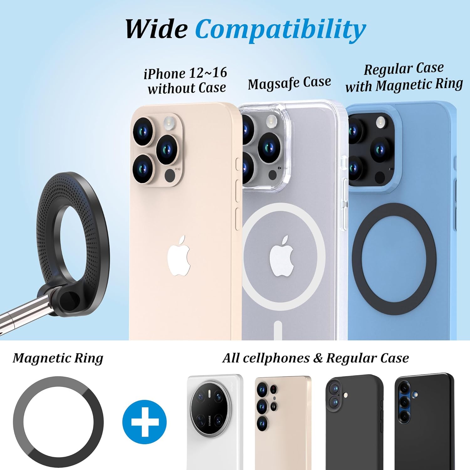 Thumbnail 5 de PlusAcc Vacuum Magnetic Phone Holder 360°