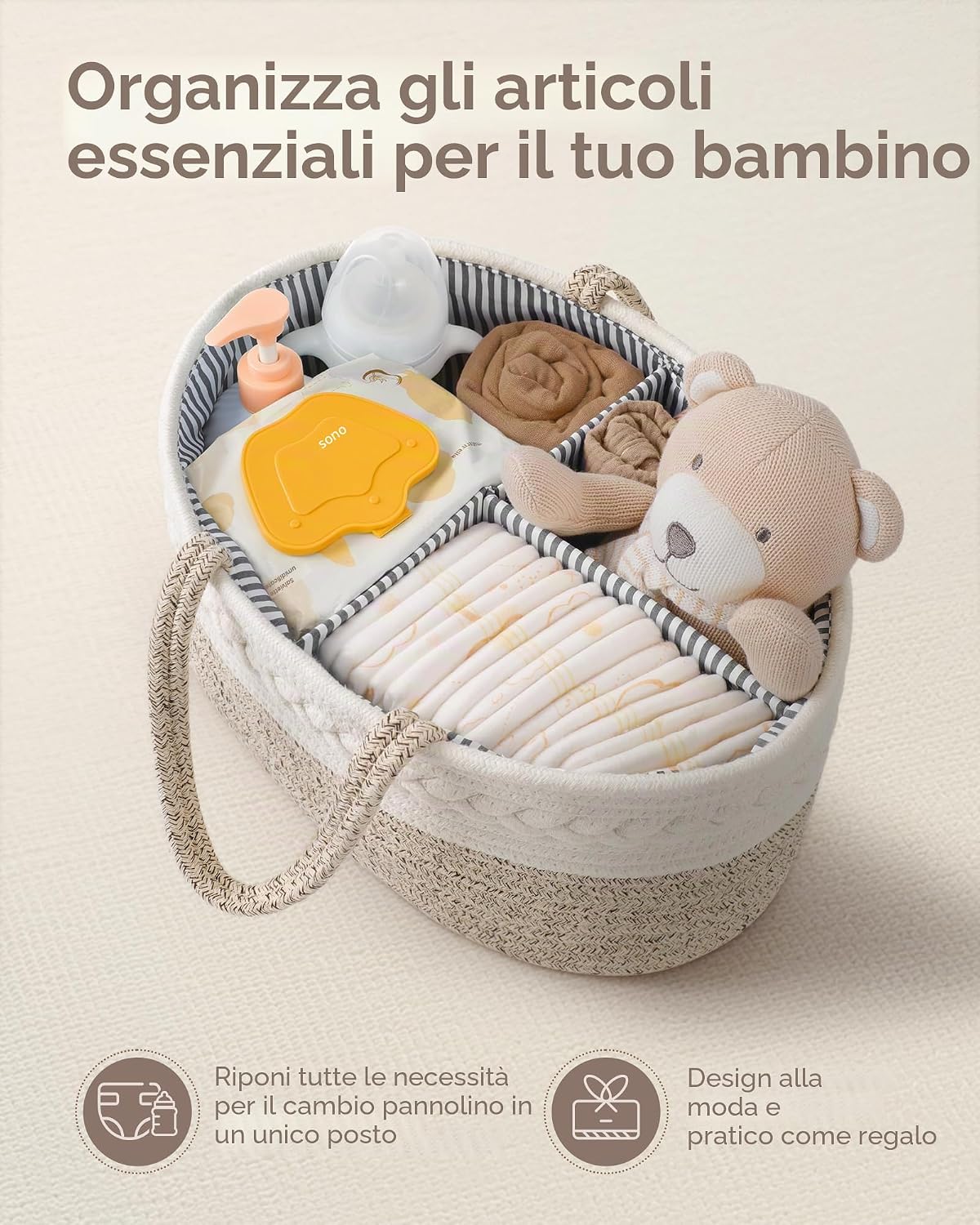 Thumbnail 3 de Maliton Cestino Porta Pannolini Marrone XL