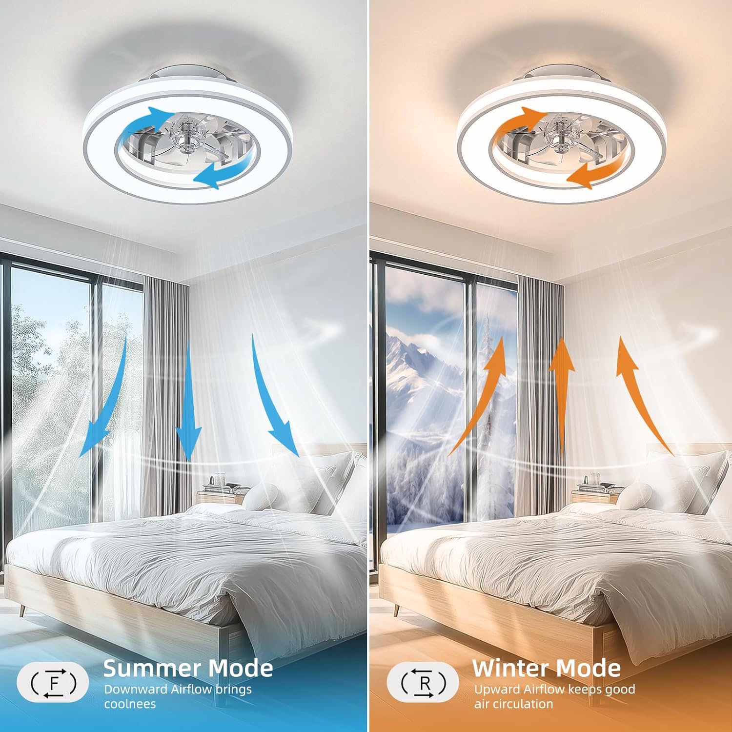 Thumbnail 5 de Ateroll Ceiling Fans with Lights 41.5CM: Quiet, Remote-Controlled LED Ceiling Fan with RGB Lights