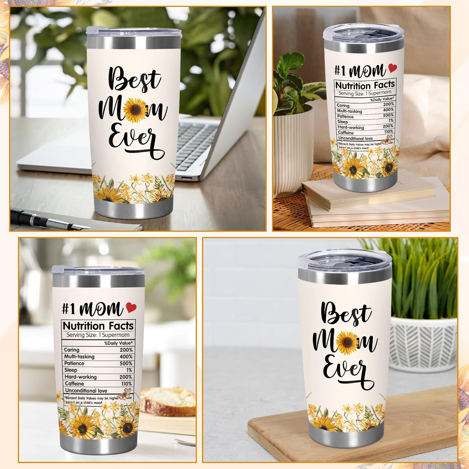 Thumbnail 4 de TEEZWONDER 20 oz Sunflower Stainless Steel Insulated Tumbler — A Thoughtful Mom Gift