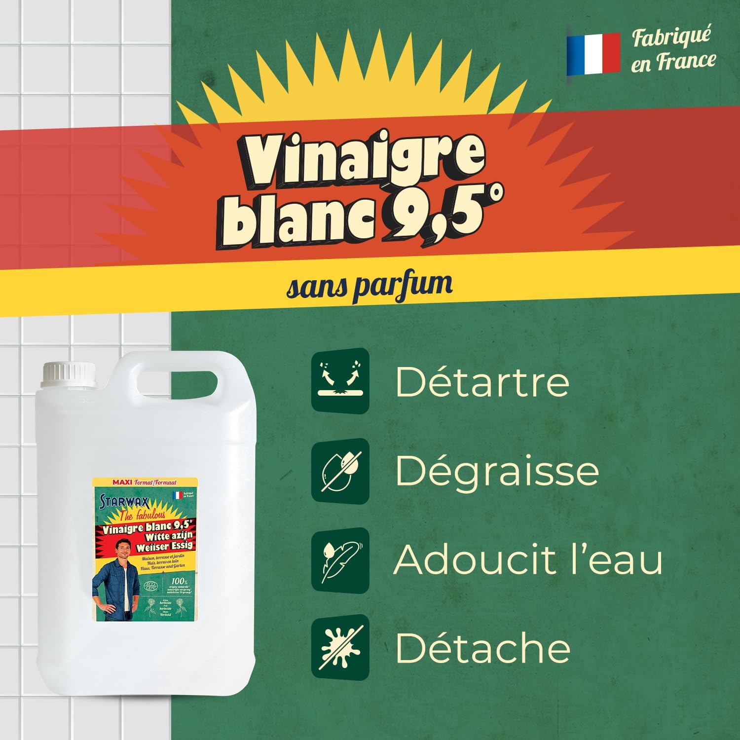 Thumbnail 1 de STARWAX THE FABULOUS Vinaigre Blanc Ménager 9,5° – 6 L | Multi-usage et 100% naturel