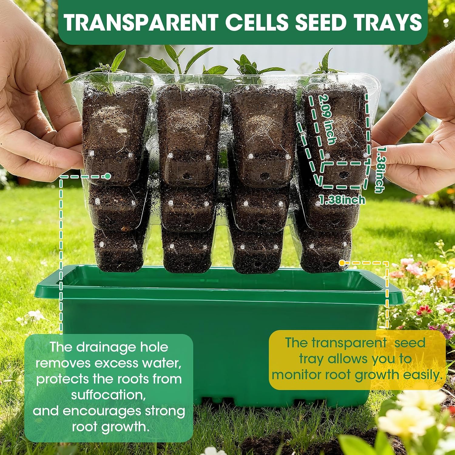 Detalle de PlantaPulse PYH-01 Seed Starter Kit, 5-Pack 60-Cell Trays with Humidity Domes