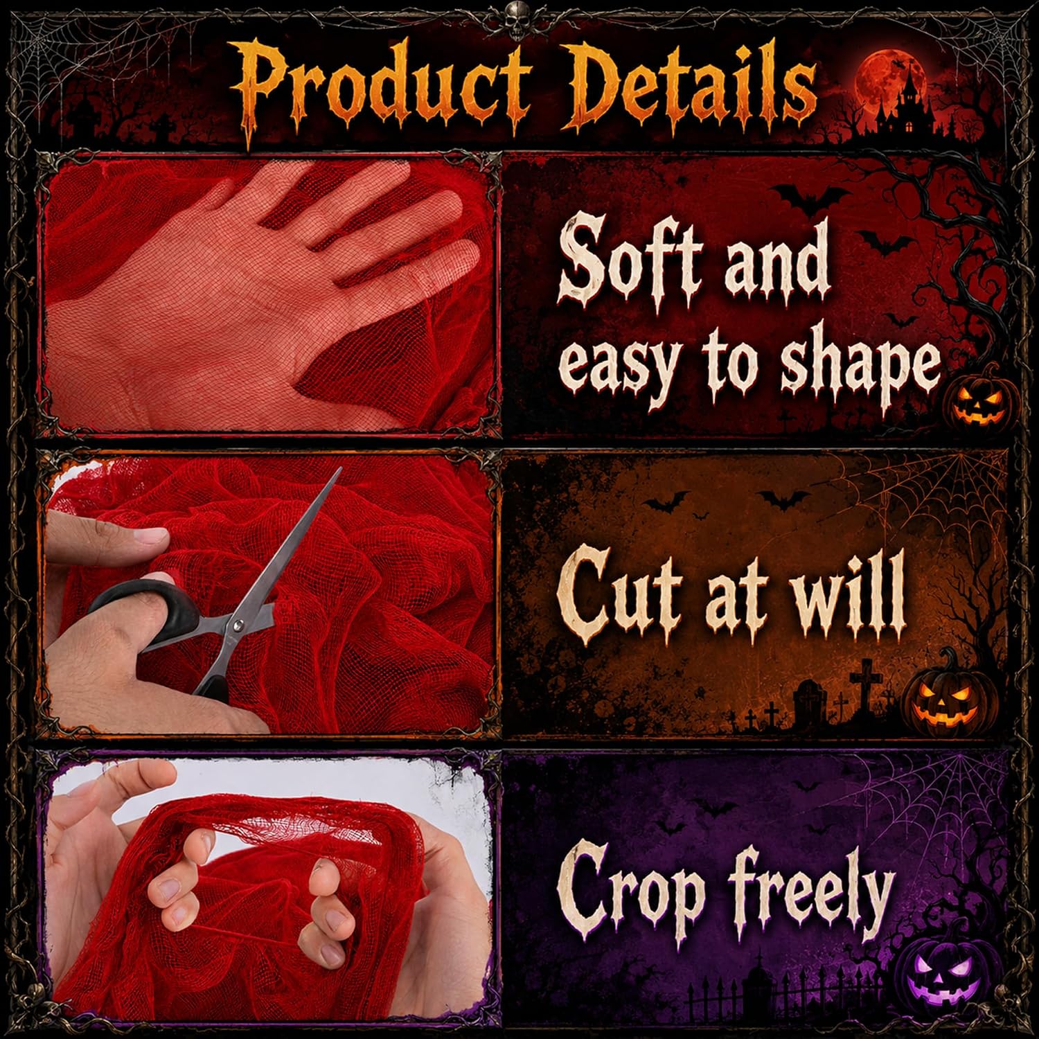 Detalle de RunNico Halloween gauze decoration, 300" x 39