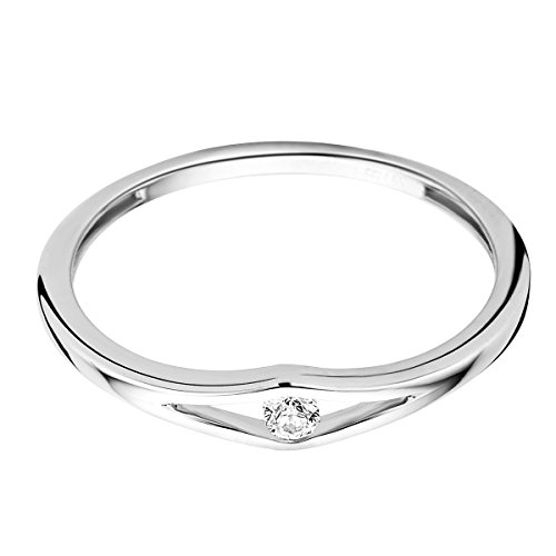 Thumbnail 2 de Anillo de compromiso Miore para mujer, solitario en oro blanco 9K con diamante 0,05 ct