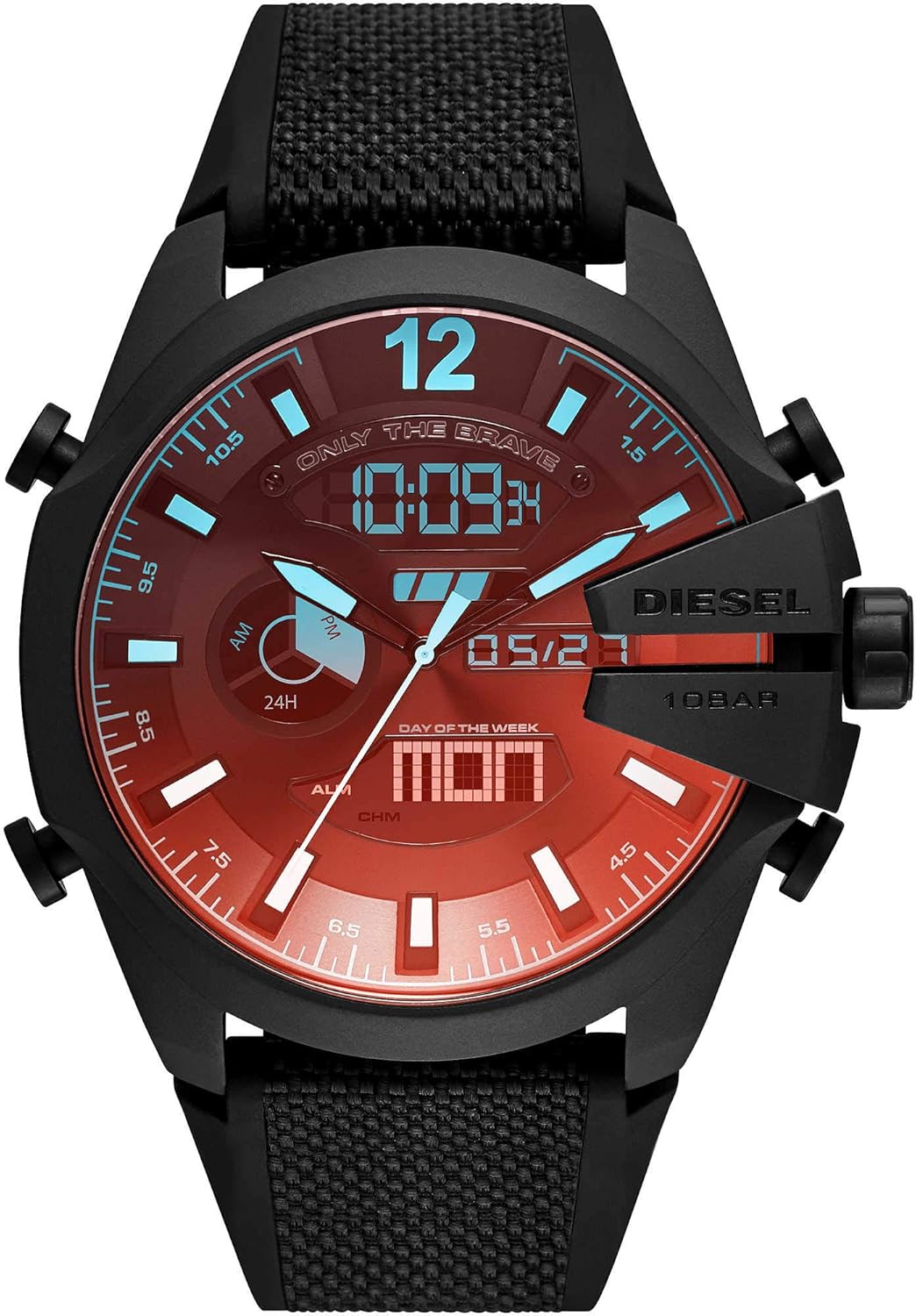 Thumbnail 3 de Diesel Mega Chief pour Homme — Montre ANA-DIGI, mouvement analogique et numérique, cadran noir et boîtier 51 mm