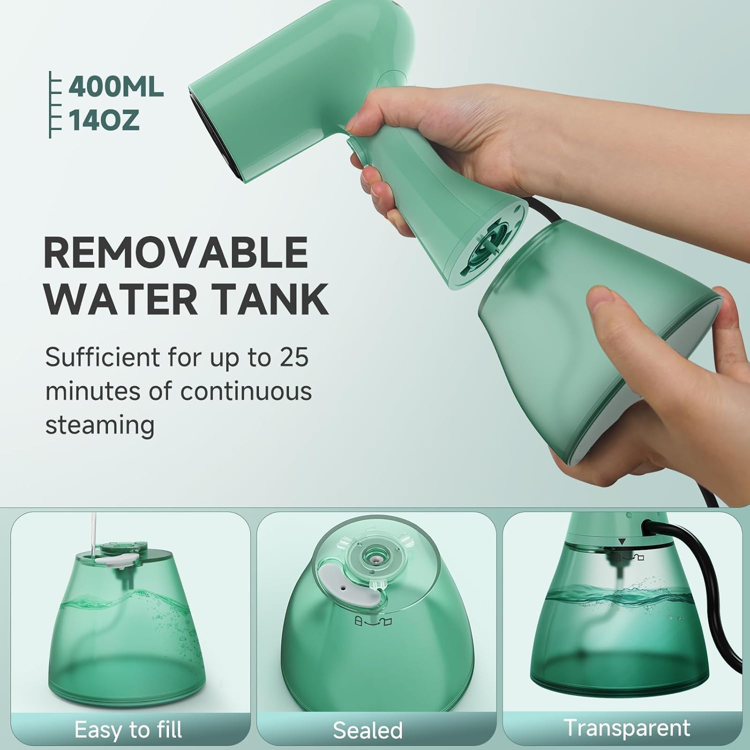 Thumbnail 4 de OLAYMEY 1800W Handheld Clothes Steamer with 400ml Detachable Tank (Portable Travel Garment Steamer)