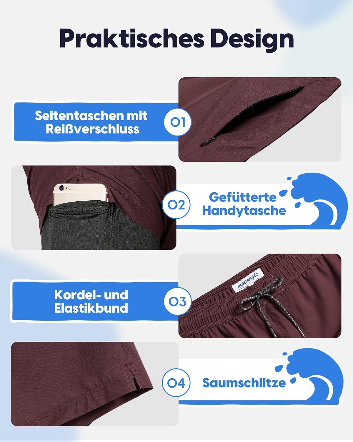 Detalle 2 de MaaMgic 2-in-1-Badehose 7 Zoll für Herren