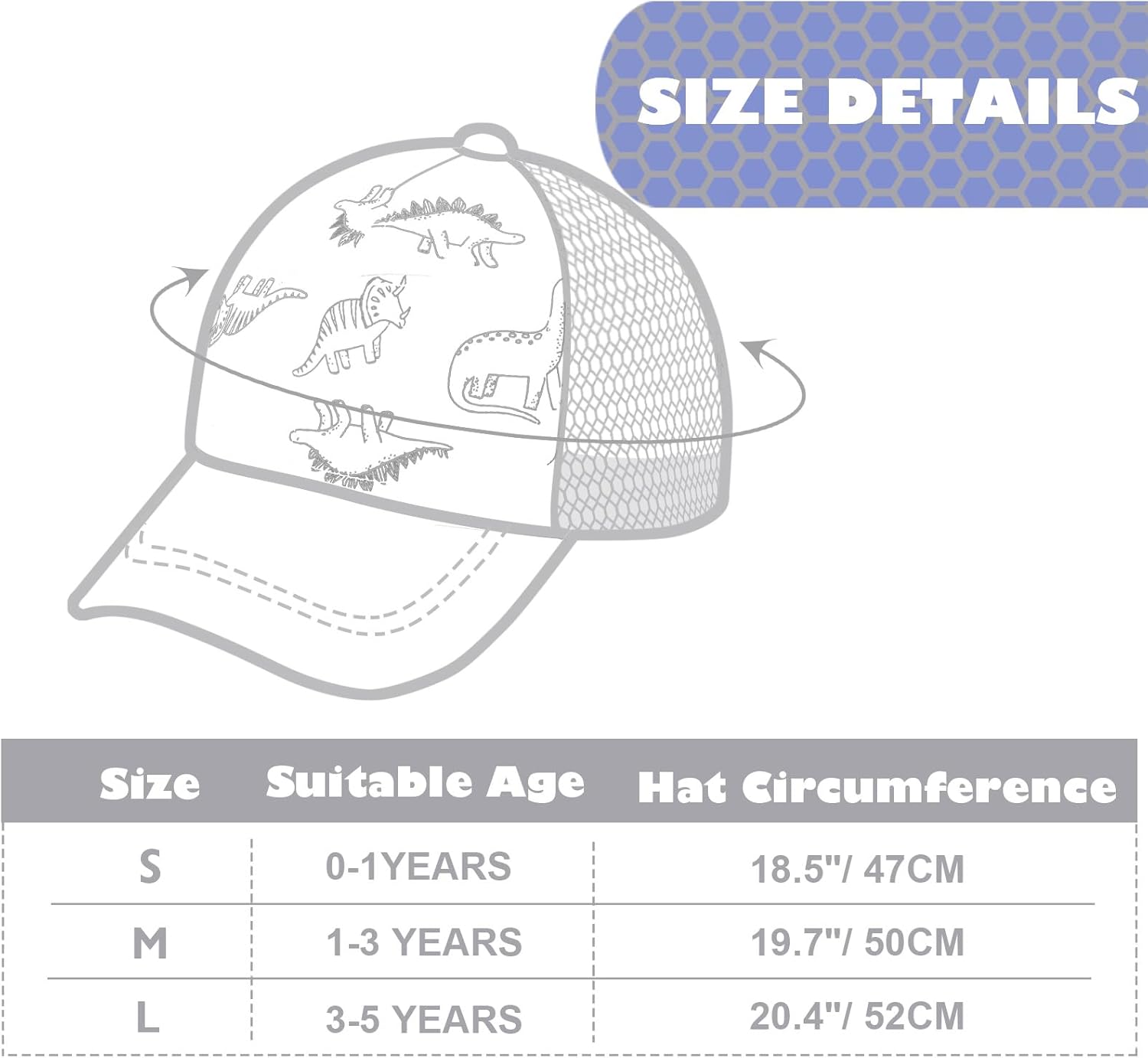 Thumbnail 4 de DRESHOW toddler baseball cap with dinosaur print sun hat (cotton & polyester, mesh back)