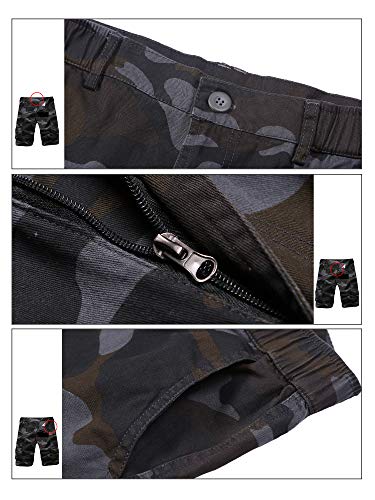 Detalle de iCKER Mens Multi-Pocket Cotton Shorts Cargo Shorts Loose Fit Camouflage