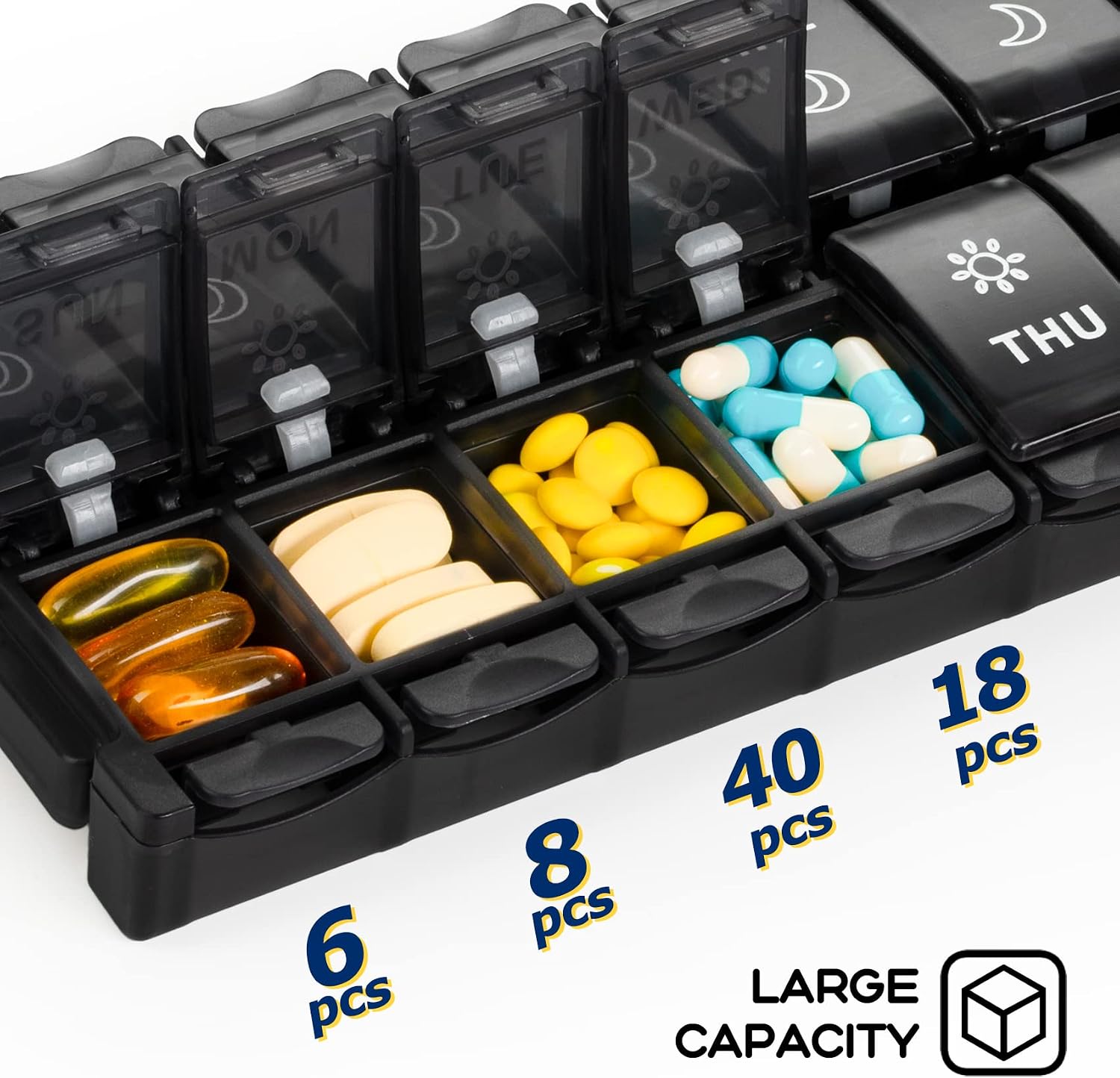 Detalle 2 de XL Large Weekly Pill Organiser 14 Day