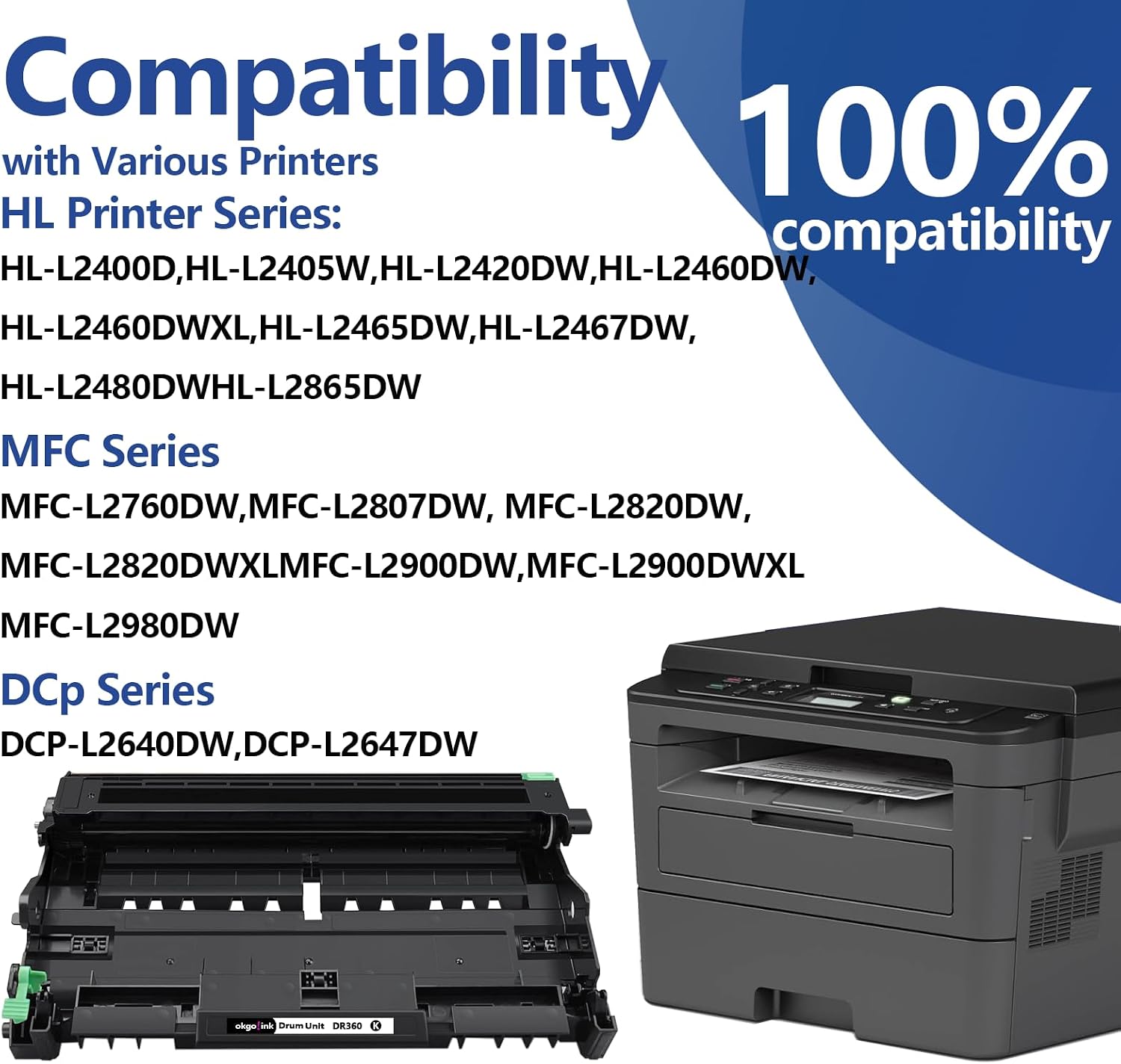 Detalle de OKGO!INK DR830 Drum Unit 2-Pack for Select Brother Printers, Up to 15,000 Pages