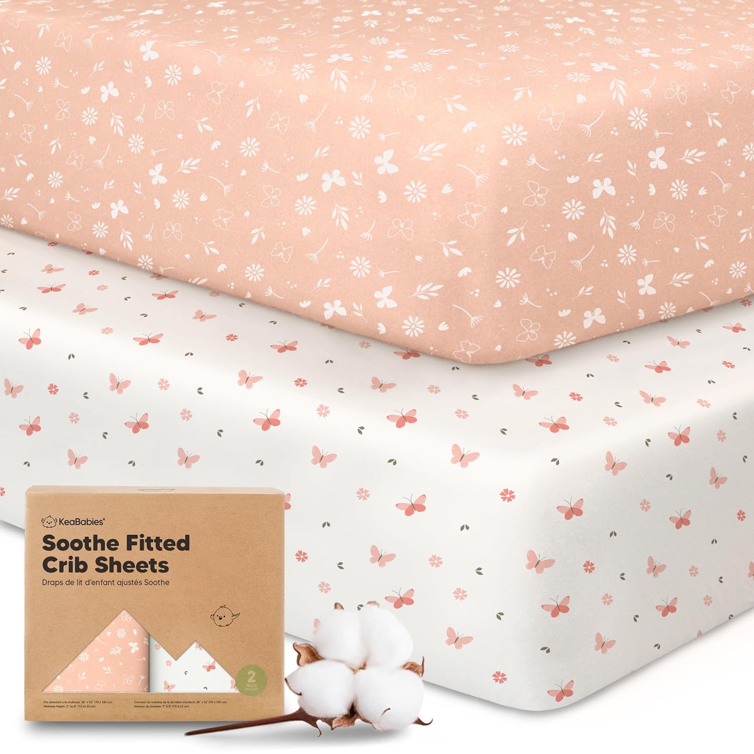 KeaBabies 2-Pack Organic Crib Sheets for Boys and Girls — 52x28 Fitted Crib Mattress Sheets