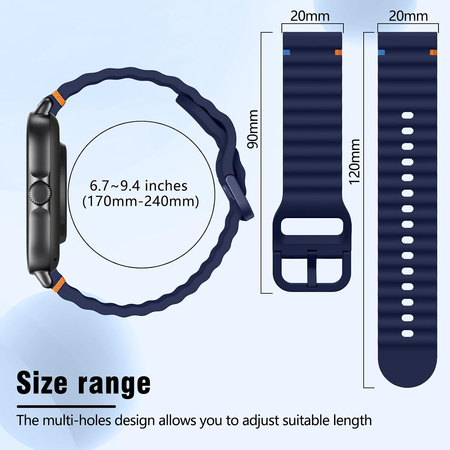 Thumbnail 3 de RosMank 20mm Silicone Watch Band for Amazfit and More: Durable, washable, easy to install