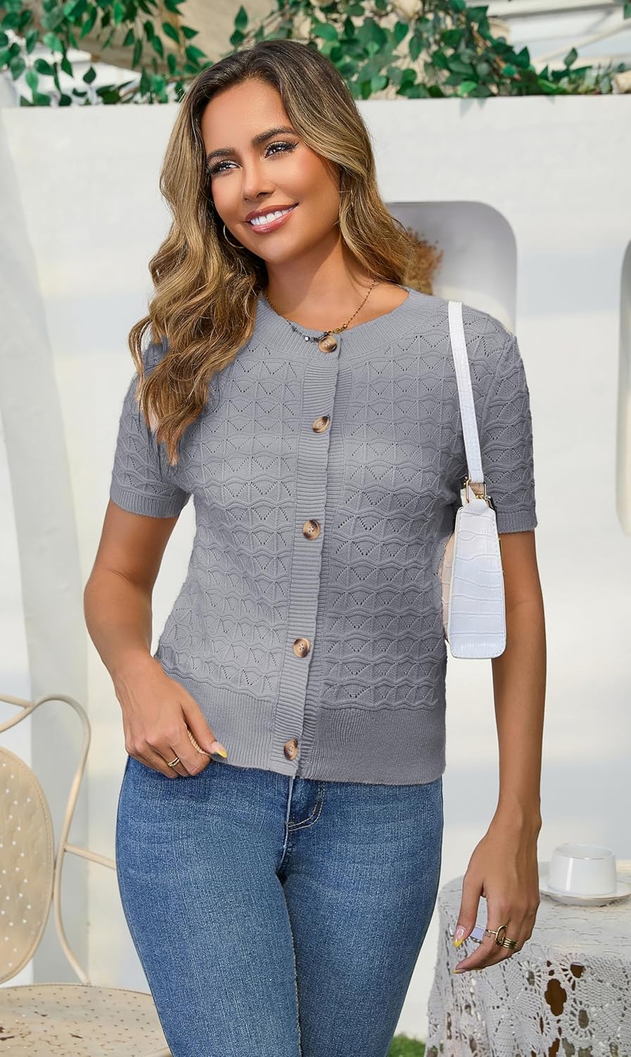 Thumbnail 1 de Enjyam Damen Strickjacke Elegant – weicher Rundhals-Cardigan mit Knöpfen