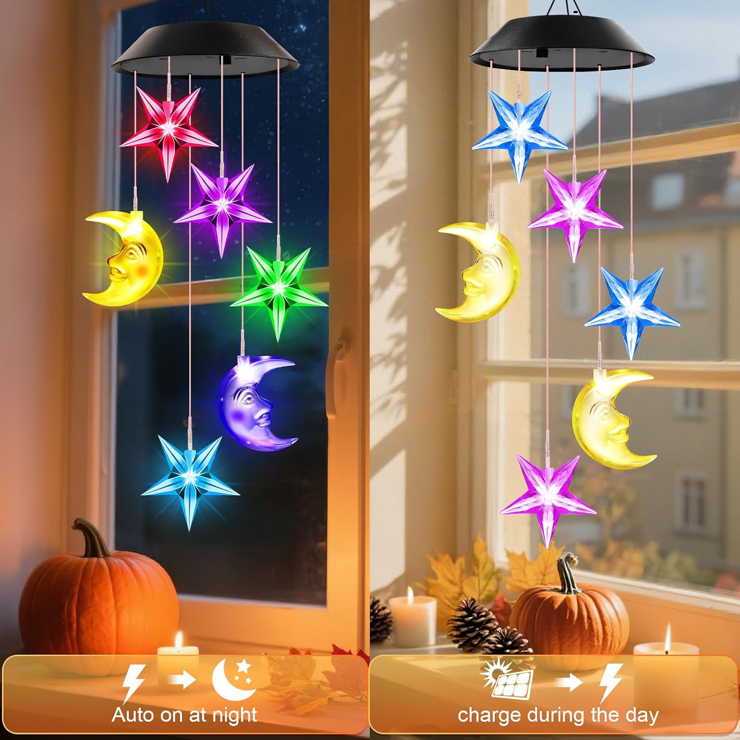 Thumbnail 4 de Winzwon Solar Moon and Star Wind Chime