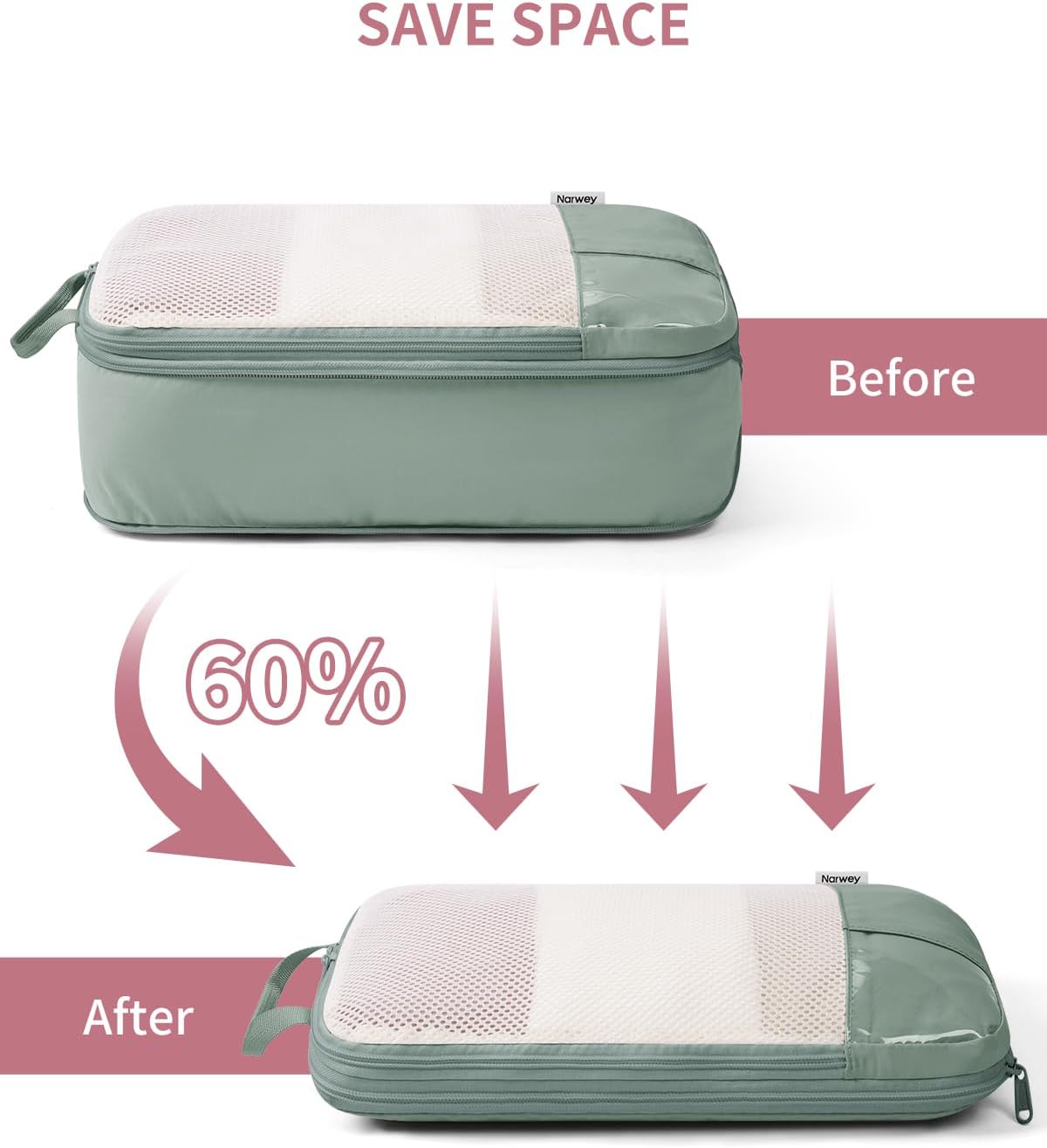 Thumbnail 3 de Narwey 6‑Piece Packing Cubes Set for Travel and Everyday Organisation