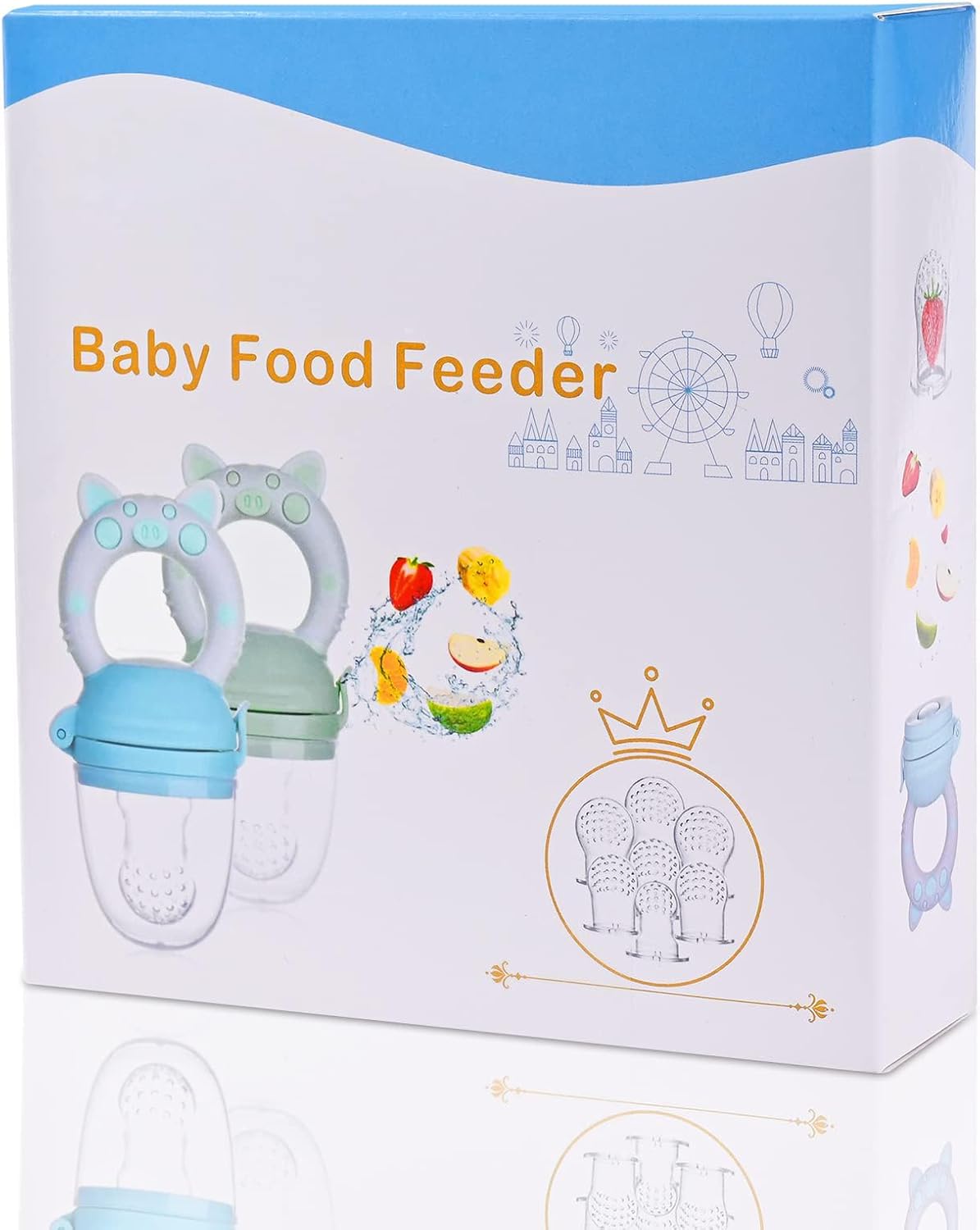 Thumbnail 5 de Faburo confezione Ciuccio Frutta Neonati 2 pezzi + 9 pezzi in silicone (per dentizione e alimenti)