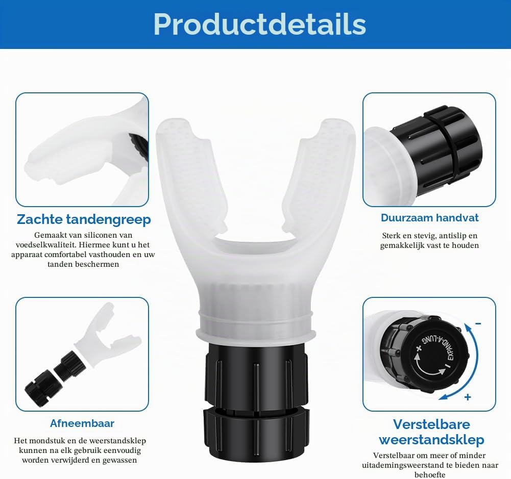 Detalle 1 de ACWOO 3866690 ademhalingstrainer met verstelbare weerstand, wit