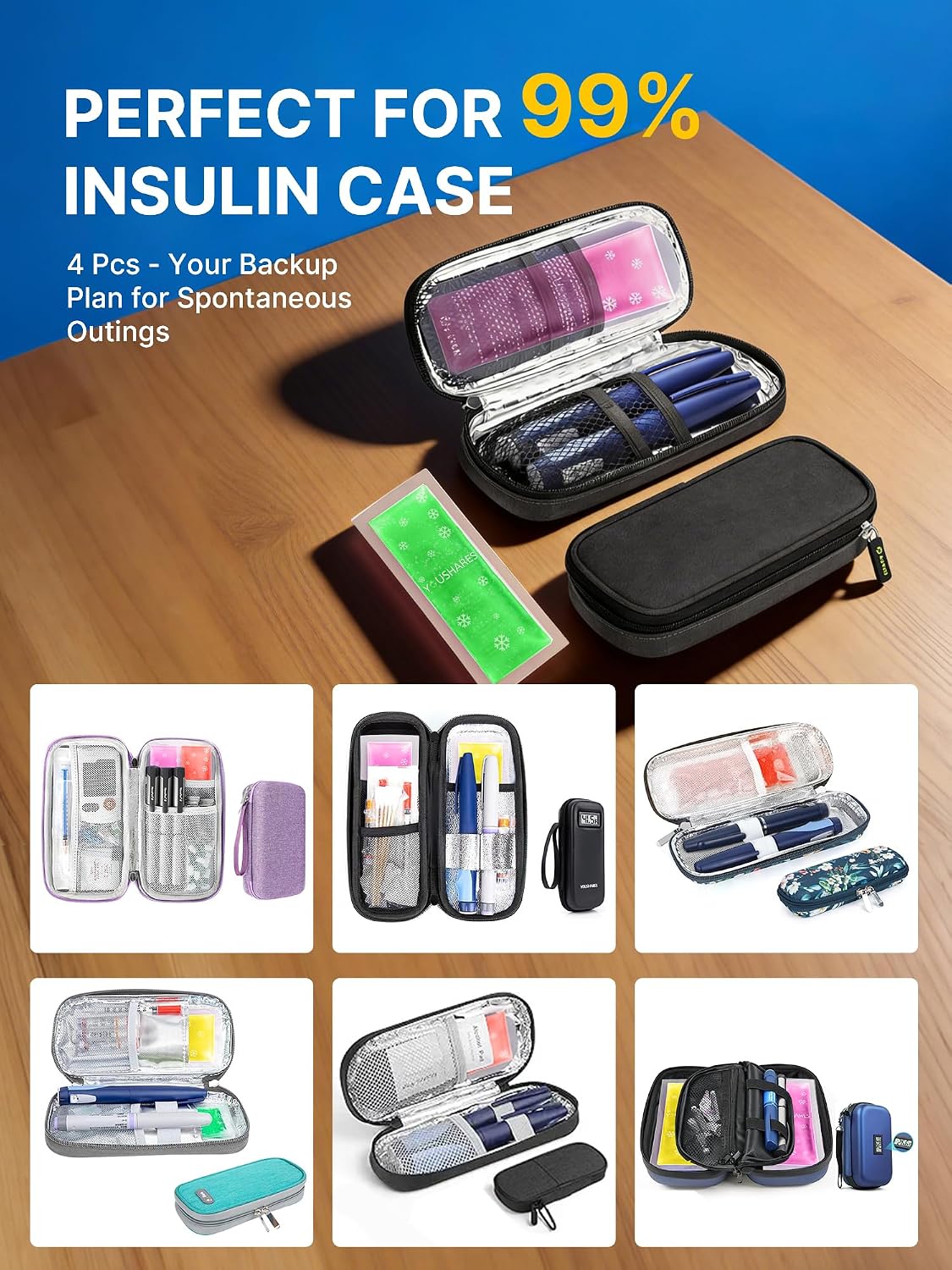 Thumbnail 1 de YOUSHARES Small Ice Packs for Insulin Travel Case (4 Pack) – Reusable Gel Cold Pack Set
