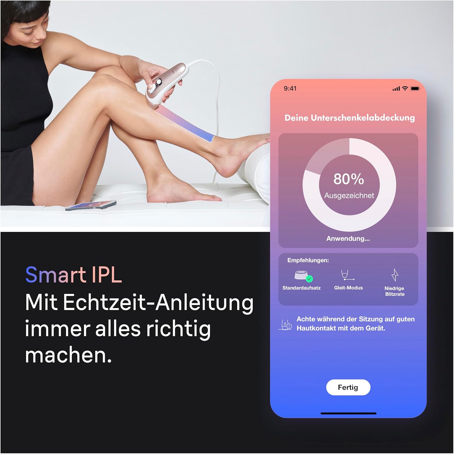 Detalle de Braun Smart IPL 7 Skin i·expert PL7387 (weiß/roségold) – IPL-Gerät zur Haarentfernung mit App und Aufsätzen