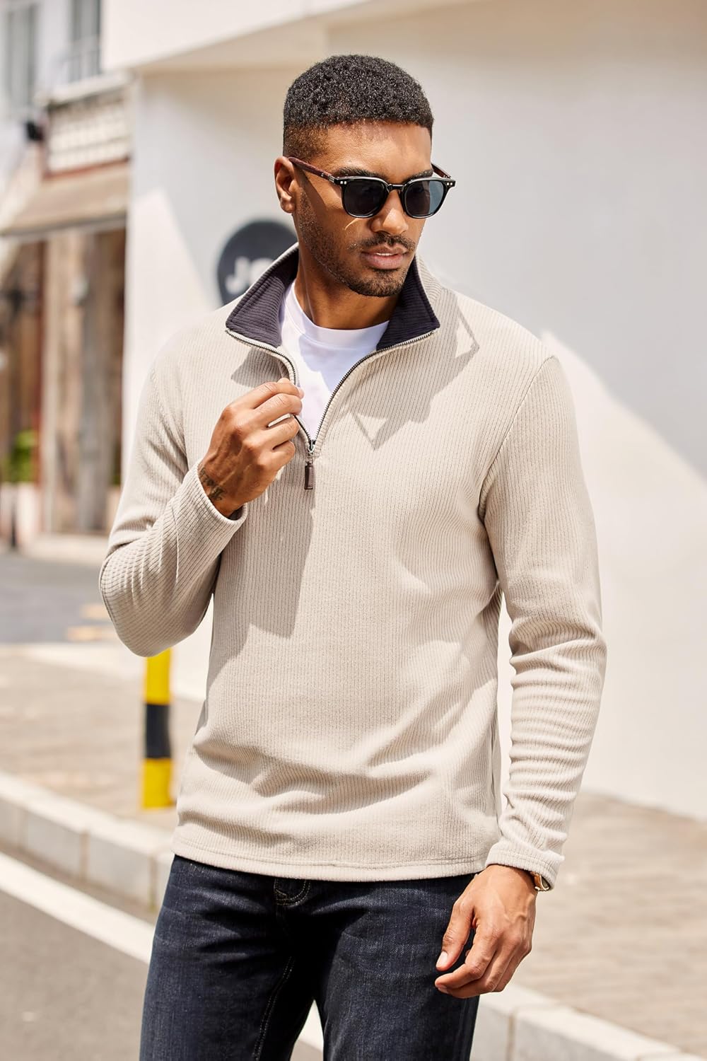 Thumbnail 2 de COOFANDY Quarter Zip Sweater 1/4 Zip