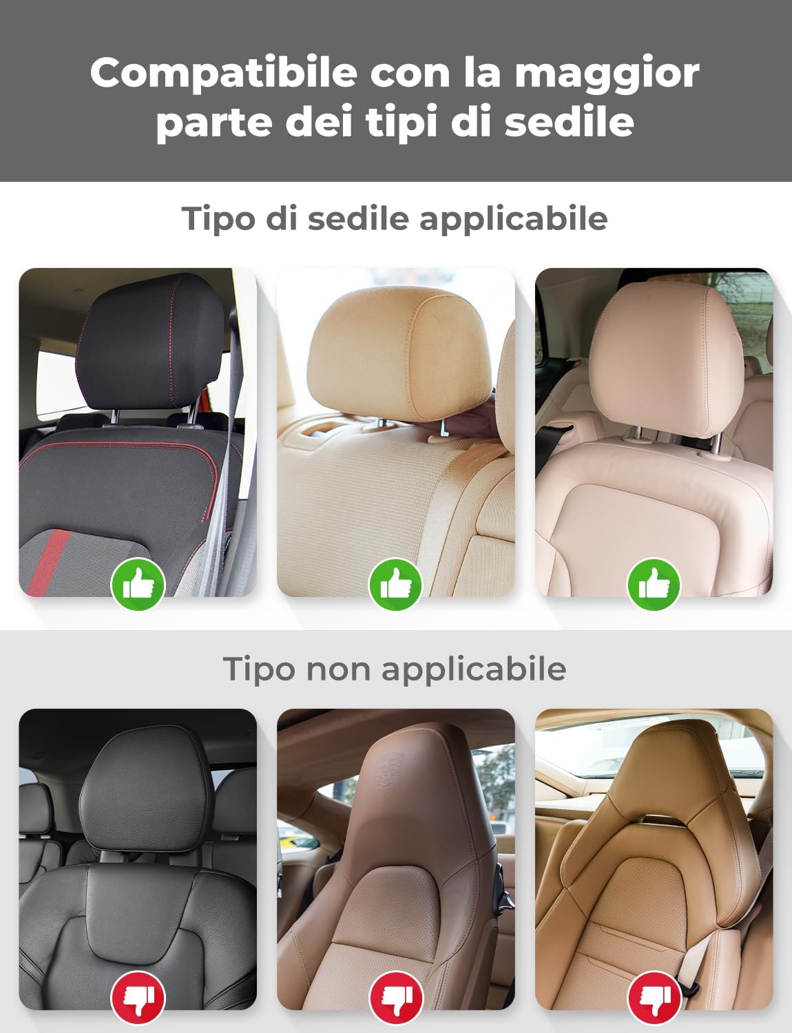 Detalle 2 de Oasser Poggiatesta Auto CA1 360° Regolabile – supporto per collo e testa, nero