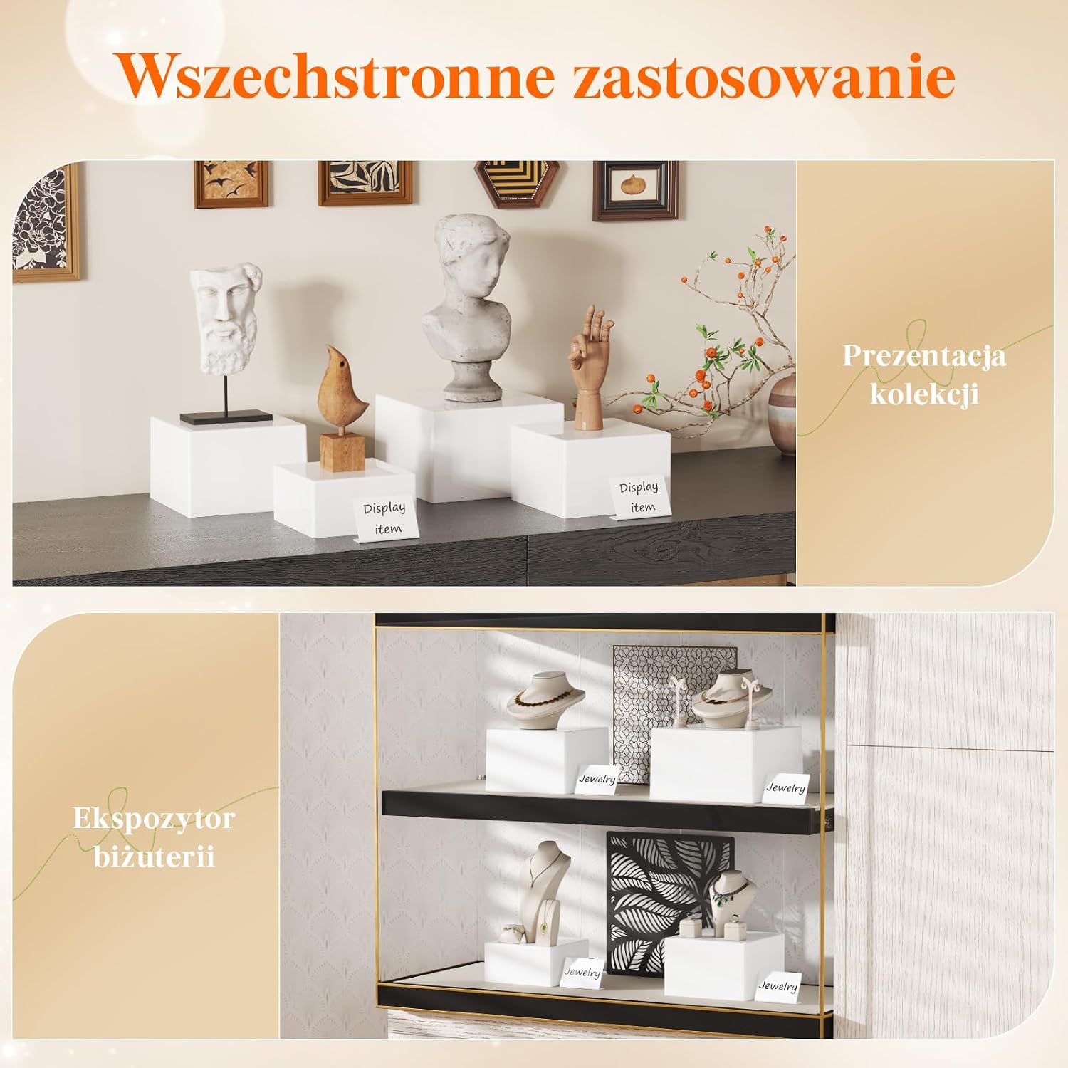 Thumbnail 5 de Lifewit 24172 – białe podesty bufetowe z tworzywa, zestaw 4 sztuk