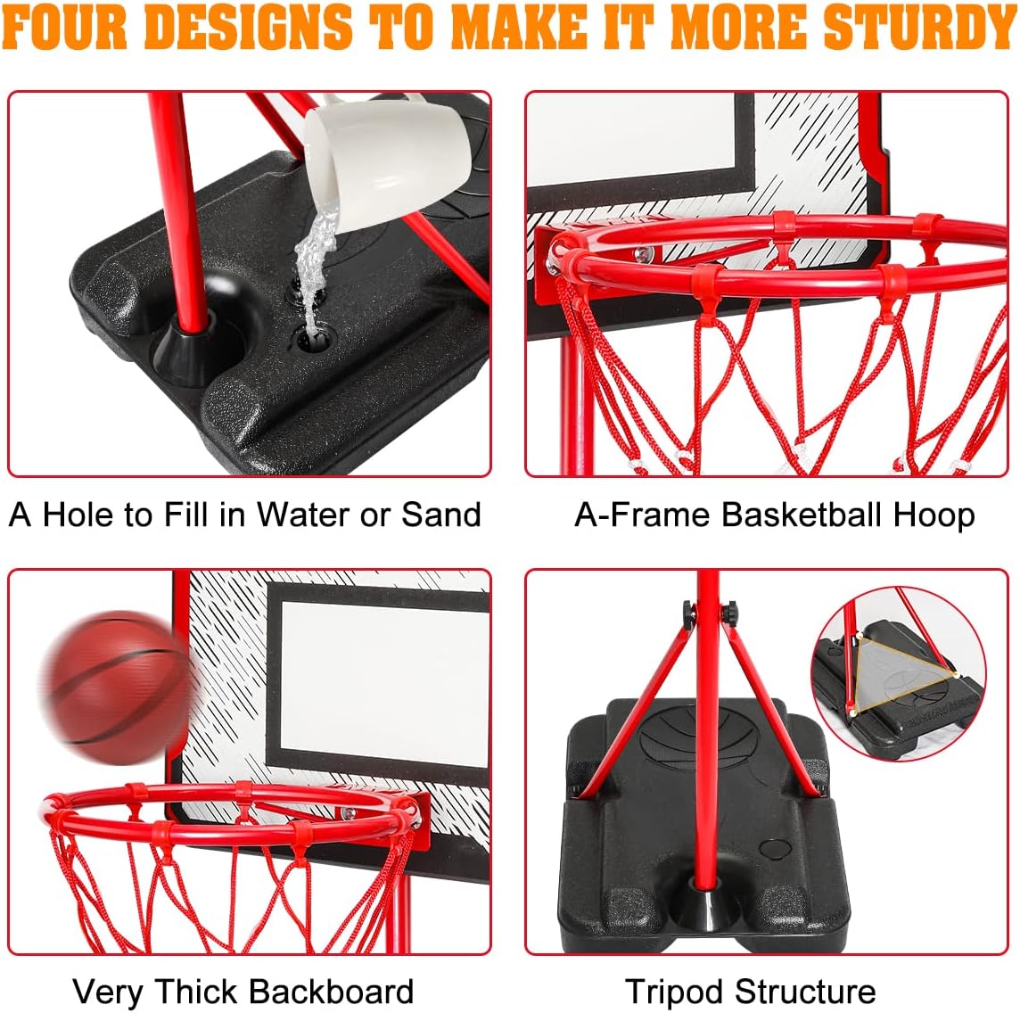 Thumbnail 3 de MELAND Kids Basketball Hoop Outdoor 104-190cm