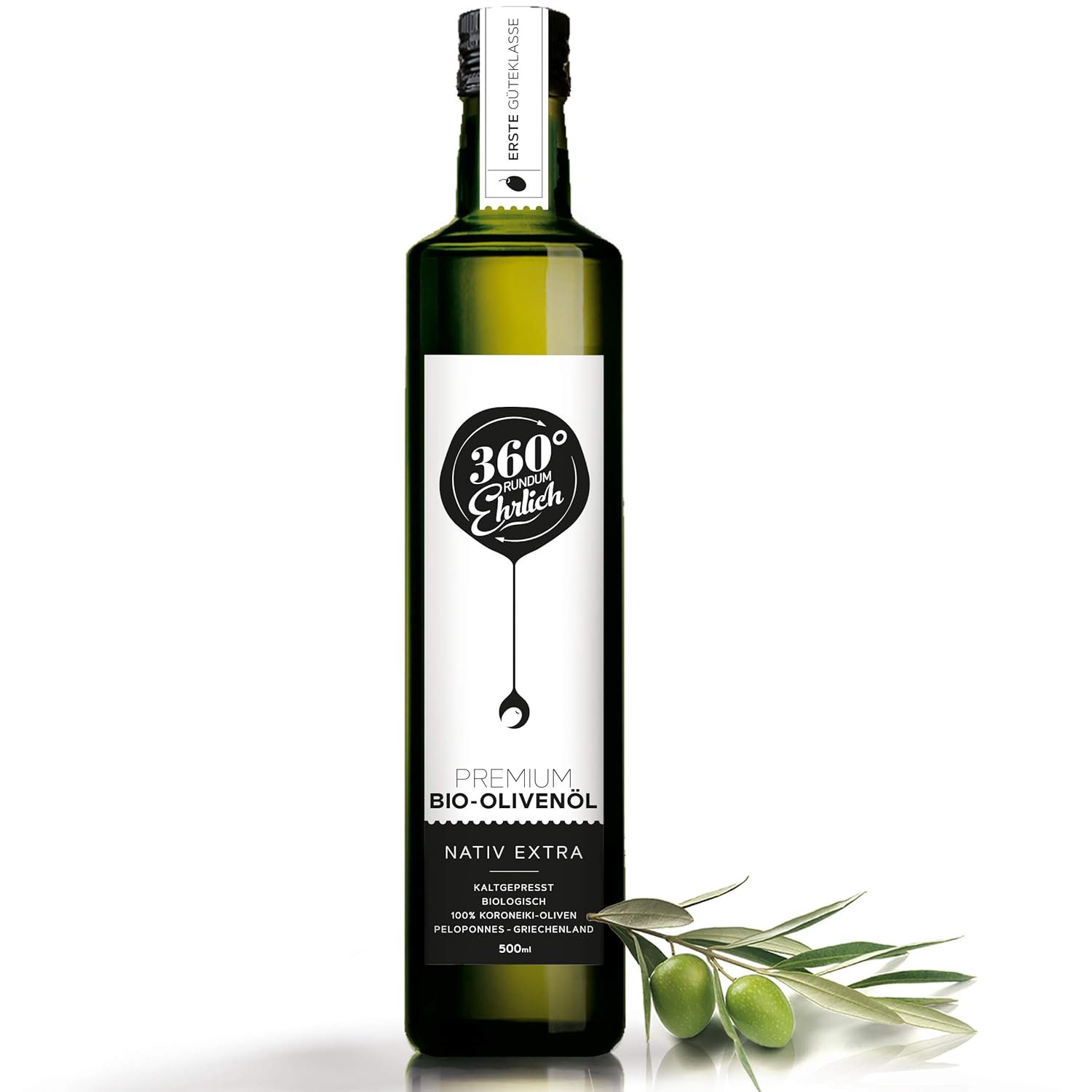 Detalle de Bio Olivenöl Extra Nativ Kaltgepresst 500ml – Premium Griechisches Olivenöl aus Kalamata, 100% Koroneiki