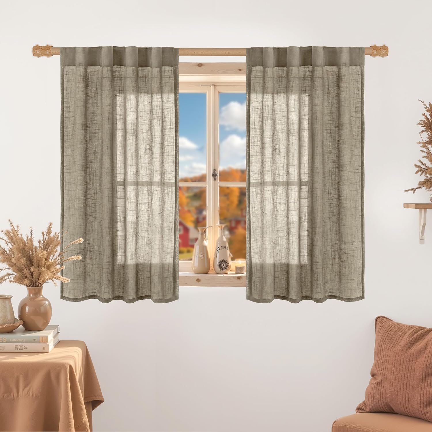 Detalle de LAMIT Semi Sheer Curtains 34 x 40 Inch