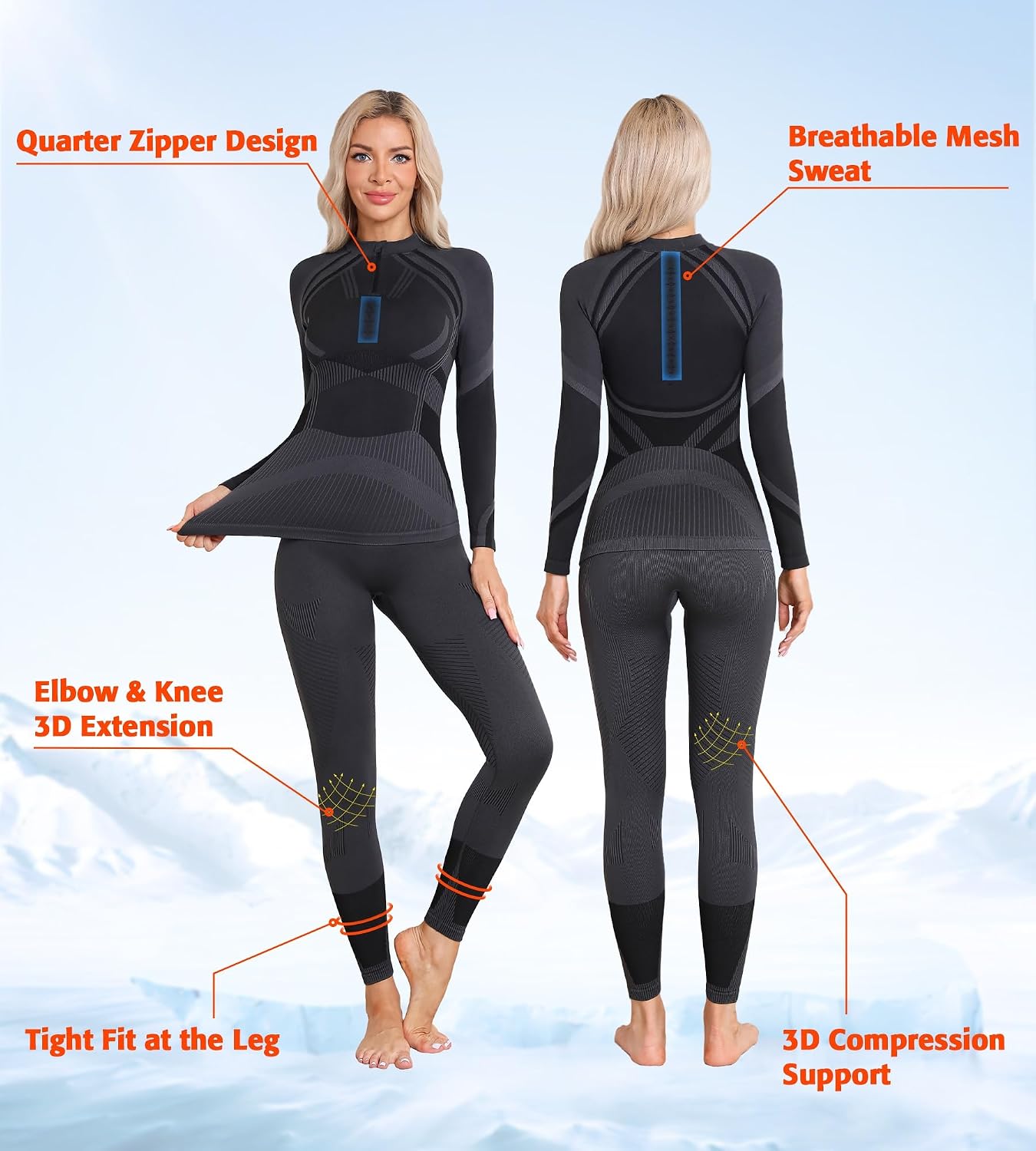 Thumbnail 5 de ATTRACO Womens Thermal Set half-zip long johns for winter