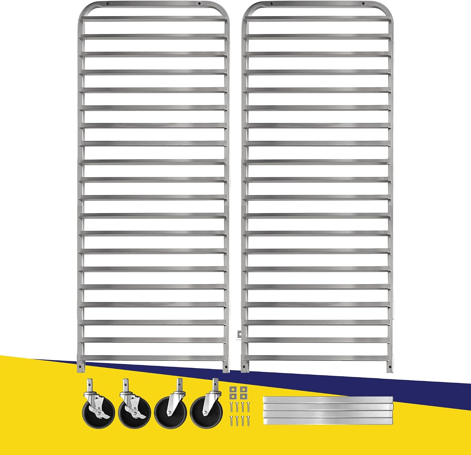 Thumbnail 6 de BIEAMA 20-Tier Aluminum Sheet Pan Rack – NSF Full-Size, 4-Wheel Bakery Cooling Rack