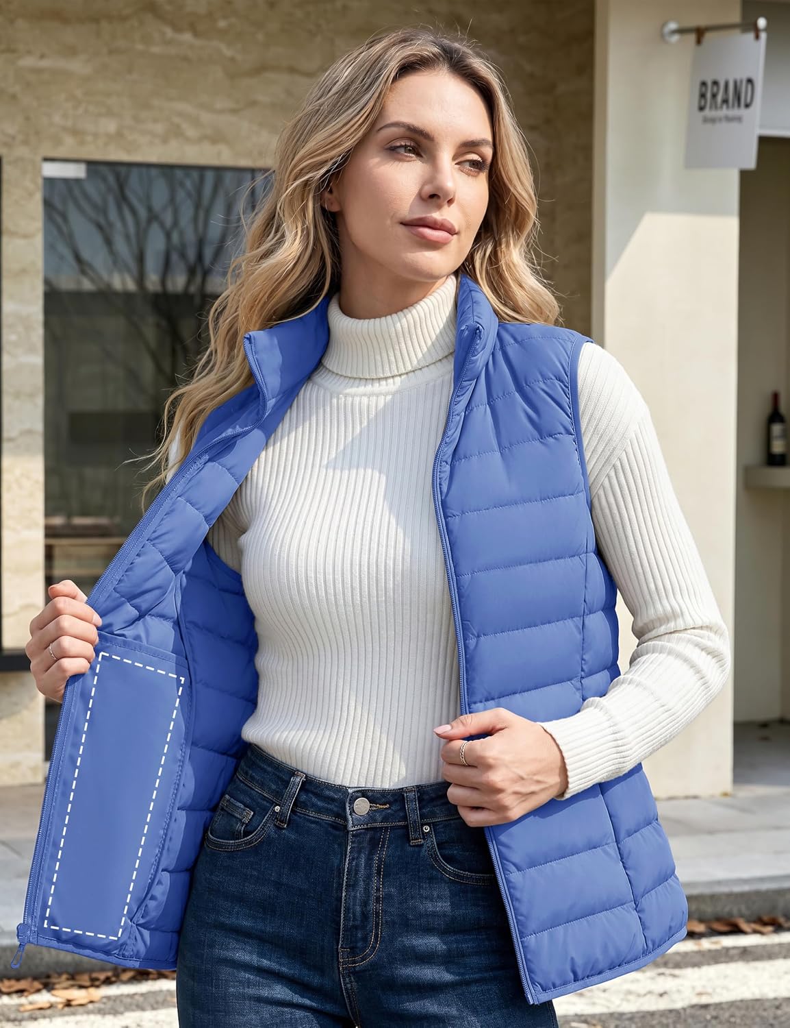 Detalle 1 de MAGCOMSEN Women's Lightweight Quilted Puffer Vest, Water-Resistant Nylon, 4 Pockets