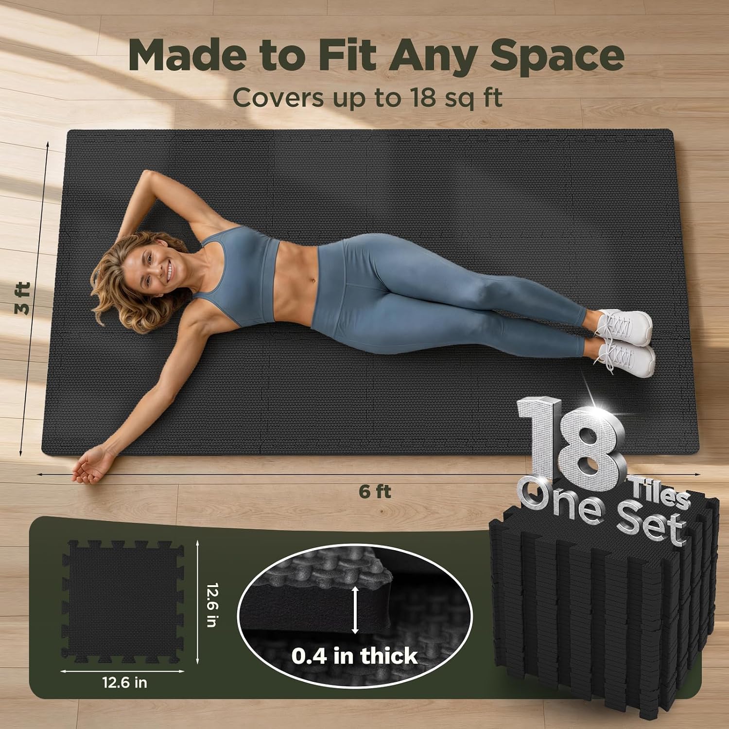 Detalle 2 de AIRHOP 18-Tile Gym Floor Mat ⚙