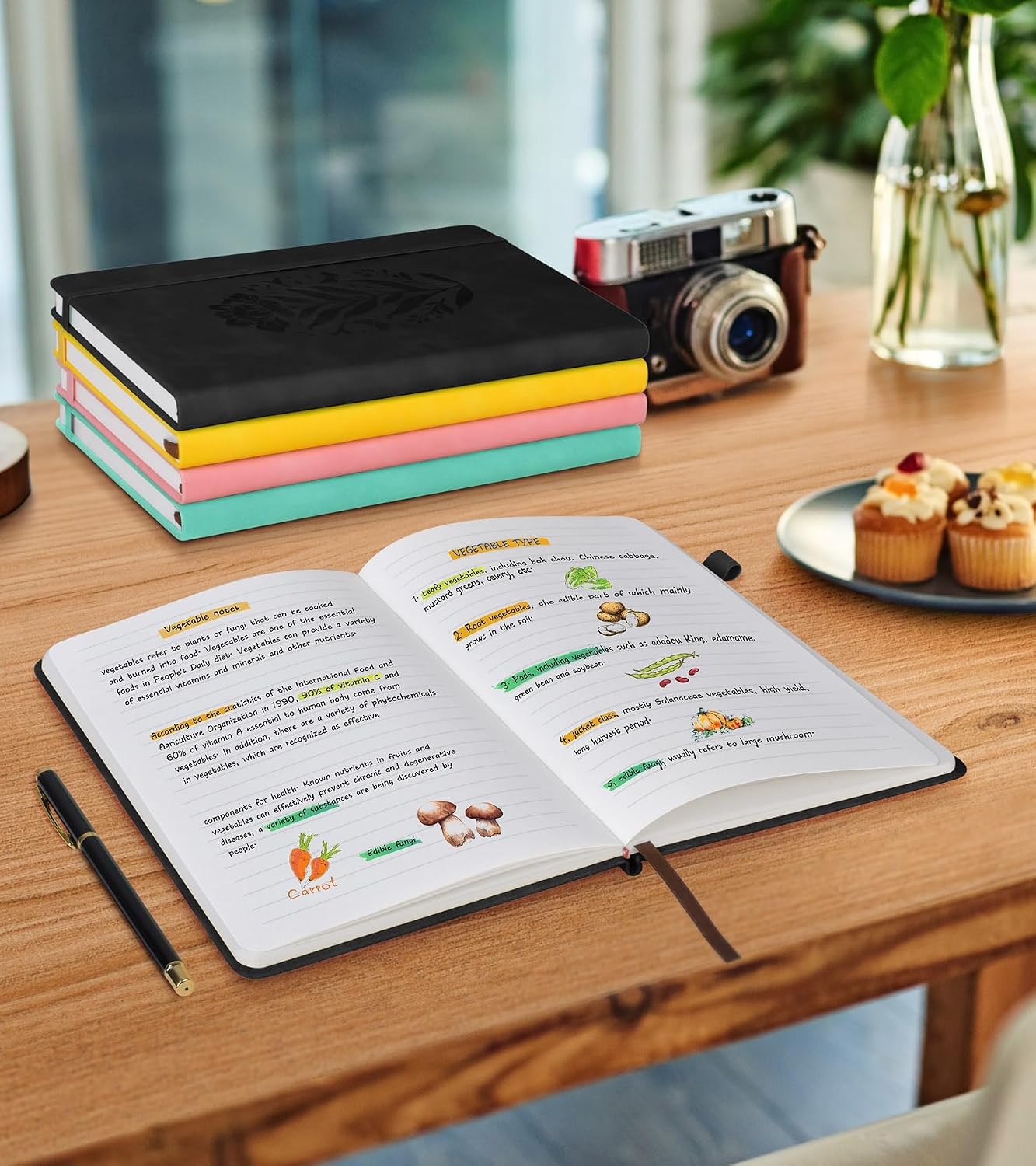 Thumbnail 6 de MUAHLIUB A5 Lined Journal Notebook, Black Leather Hardcover, 200 Pages