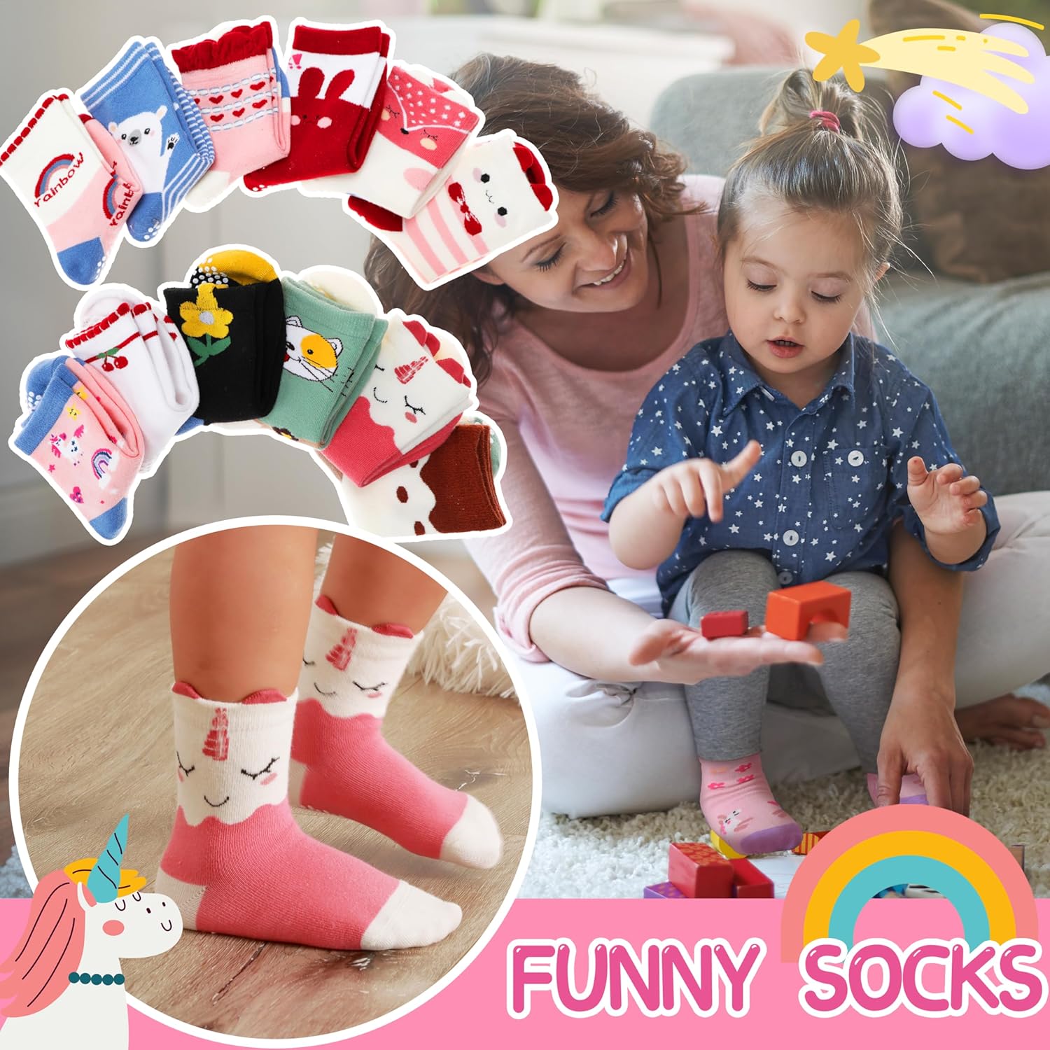 Thumbnail 2 de Welwoos 12 Baby Girls Non‑Slip Socks